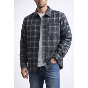 Zara flannle shacket jacket Men's Checkered Quilted padded Snap Comfort Puffer J